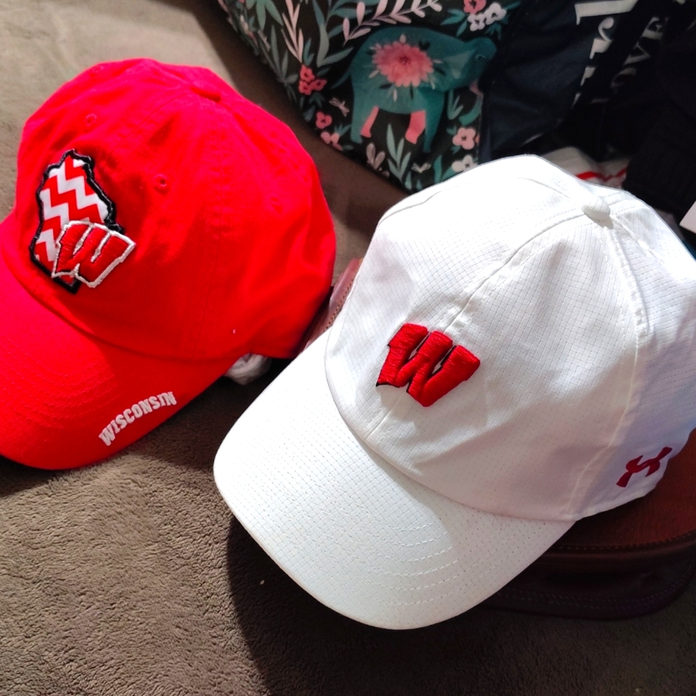 Wisconsin Women's Red and White Caps